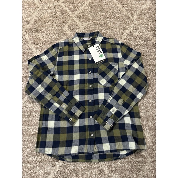 Women's Size Small Stio Long Sleeve Flannel Button Up Shirt Green Blue NWT NEW - Picture 1 of 5